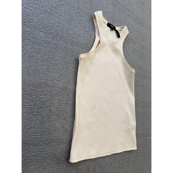 Theory Women's Small Petite Cream White Ribbed Tank Top Samek Belsay Sleeveless - Picture 10 of 13